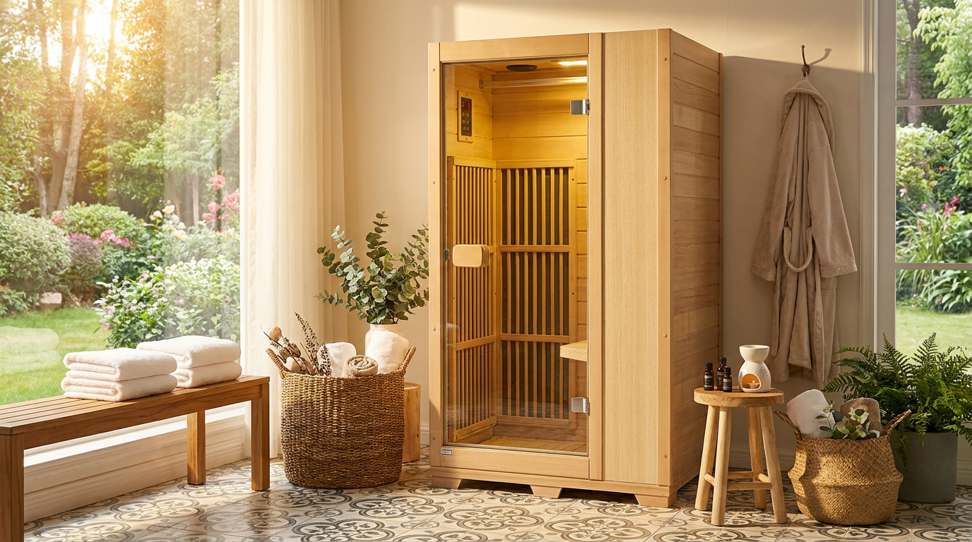 Far Infrared Wooden Sauna Room Home Sauna Spa for 1 Person1140W — Lifestyle