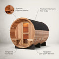 6-Person Patchworkred Cedar Traditional Steam Barrel Sauna
