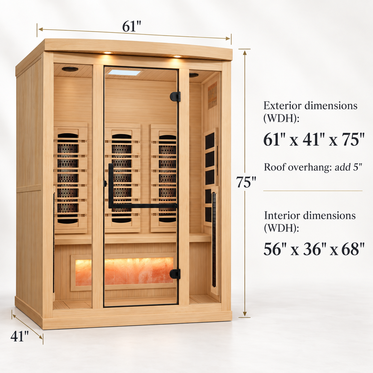 Golden Designs "Reserve Edition" 3-Person Full Spectrum PureTech™ Near Zero EMF Infrared Sauna with Himalayan Salt Bar