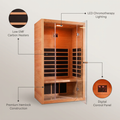 1 Person Extendable FAR Infrared Sauna for Home, Hemlock Wood Low EMF 6 Carbon Heaters Indoor Saunas with LED Lights, Bluetooth Speaker, Digital Control Panel, and Seating Bench