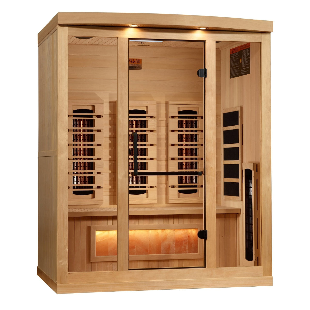 Golden Designs "Reserve Edition" 3-Person Full Spectrum PureTech™ Near Zero EMF Infrared Sauna with Himalayan Salt Bar