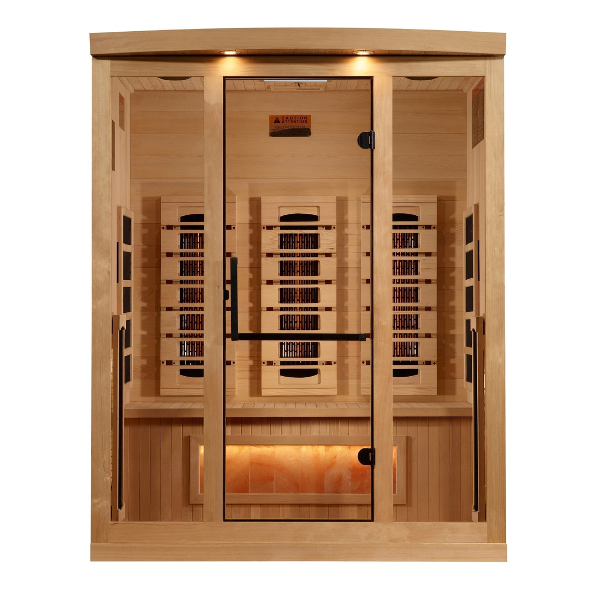 Golden Designs "Reserve Edition" 3-Person Full Spectrum PureTech™ Near Zero EMF Infrared Sauna with Himalayan Salt Bar